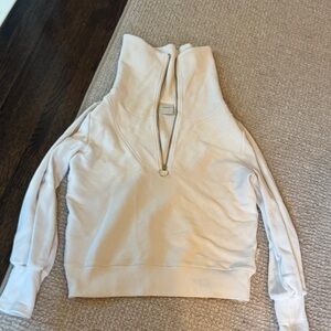 Like New Varley Cream High-Neck Pullover Sweater Half Zip